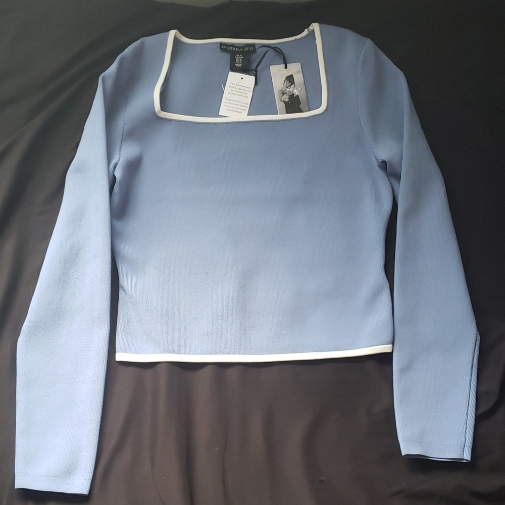 Sincerely Jules Blue Crop Fitted Skirt Set